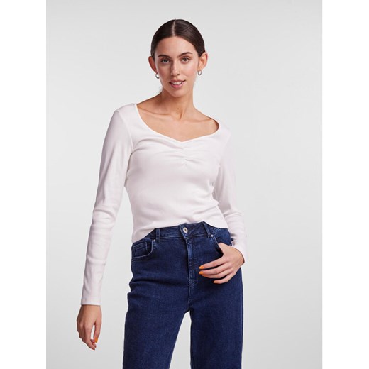 Pieces Bluzka 17135564 Biały Slim Fit ze sklepu MODIVO w kategorii Bluzki damskie - zdjęcie 182721278