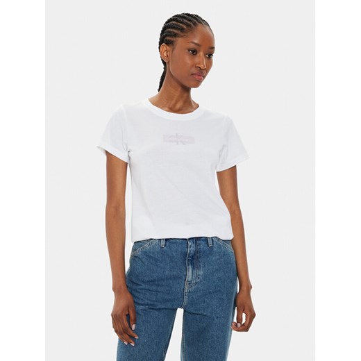 Calvin Klein Jeans T-Shirt Faded Monologo J20J223625 Biały Slim Fit XS MODIVO
