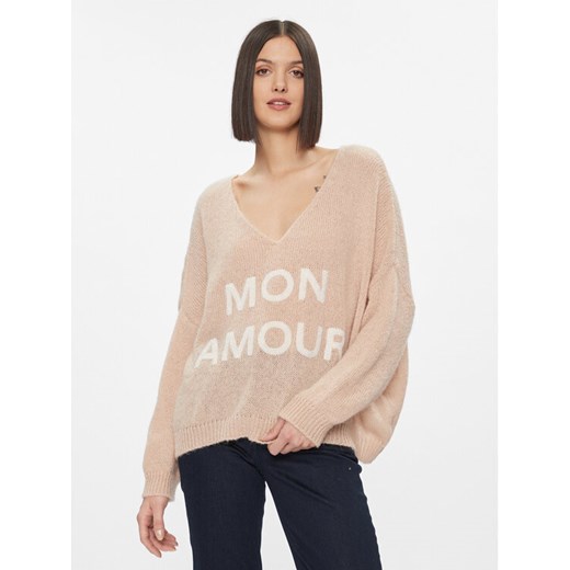 Kontatto Sweter 3M1200 Beżowy Oversize ze sklepu MODIVO w kategorii Swetry damskie - zdjęcie 182721298