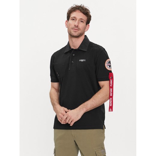 Aeronautica Militare Polo 241PO1769J611 Czarny Regular Fit ze sklepu MODIVO w kategorii T-shirty męskie - zdjęcie 182721887