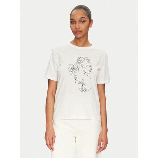 Vila T-Shirt Sybil 14108062 Biały Regular Fit ze sklepu MODIVO w kategorii Bluzki damskie - zdjęcie 182722066