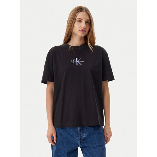 Calvin Klein Jeans T-Shirt Gradient Monologo J20J225521 Czarny Relaxed Fit ze sklepu MODIVO w kategorii Bluzki damskie - zdjęcie 182722096