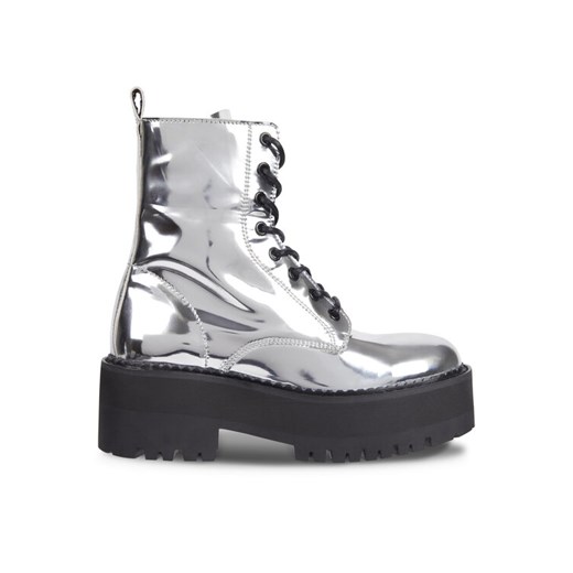 Tommy Jeans Botki Tjw Flatform Zip Up Metallic EN0EN02403 Szary ze sklepu MODIVO w kategorii Workery damskie - zdjęcie 182722187
