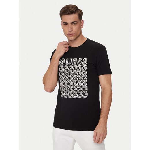 Guess T-Shirt M4YI29 J1314 Czarny Slim Fit ze sklepu MODIVO w kategorii T-shirty męskie - zdjęcie 182722265