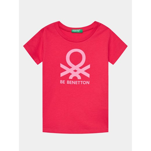 United Colors Of Benetton T-Shirt 3096G10D7 Różowy Regular Fit ze sklepu MODIVO w kategorii Bluzki dziewczęce - zdjęcie 182722309
