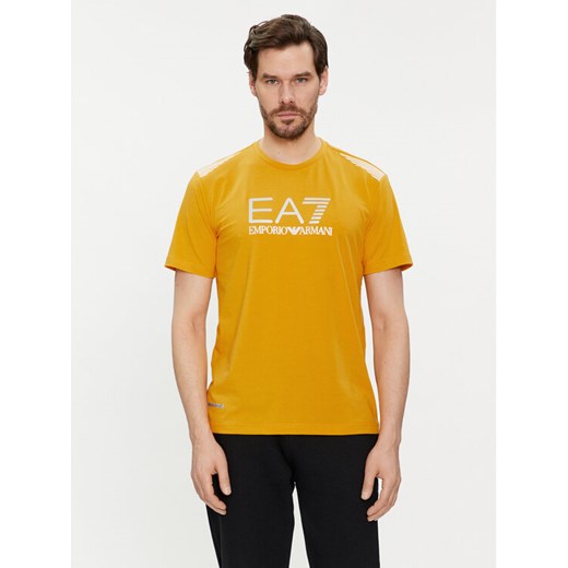 EA7 Emporio Armani T-Shirt 3DPT29 PJULZ 1680 Żółty Regular Fit ze sklepu MODIVO w kategorii T-shirty męskie - zdjęcie 182722437