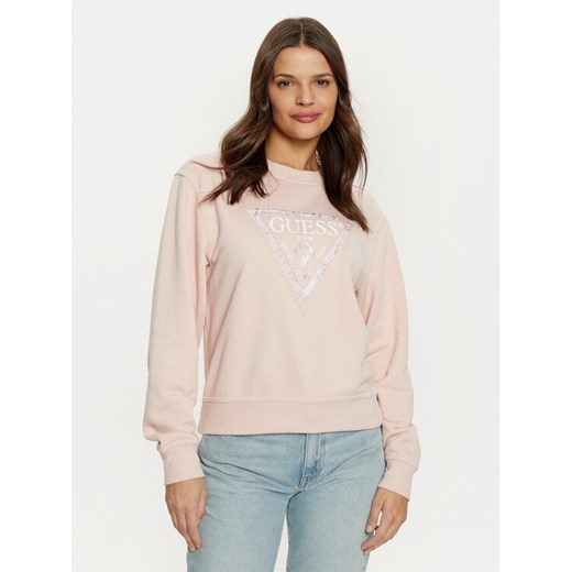 Guess Bluza W5RQ09 K8802 Różowy Regular Fit ze sklepu MODIVO w kategorii Bluzy damskie - zdjęcie 182722475