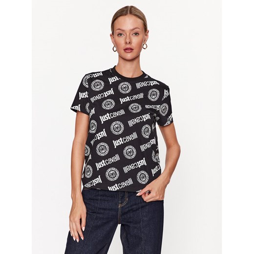 Just Cavalli T-Shirt 75PAH610 Czarny Regular Fit ze sklepu MODIVO w kategorii Bluzki damskie - zdjęcie 182722485
