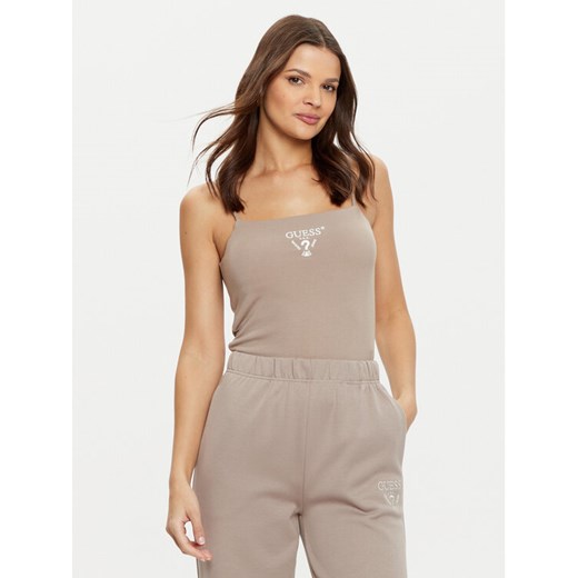 Guess Top V5RP08 KCOA2 Beżowy Regular Fit ze sklepu MODIVO w kategorii Bluzki damskie - zdjęcie 182722506