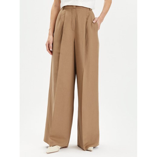 Weekend Max Mara Spodnie materiałowe Diletta 2415131062 Brązowy Wide Leg ze sklepu MODIVO w kategorii Spodnie damskie - zdjęcie 182722855