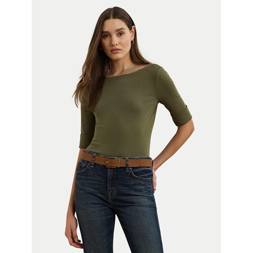LAUREN RALPH LAUREN Bluzka 200654963189 Zielony Slim Fit ze sklepu MODIVO w kategorii Bluzki damskie - zdjęcie 182723036