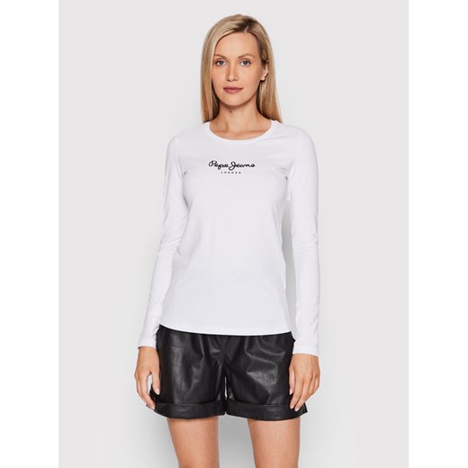 Pepe Jeans Bluzka New Virginia PL505203 Biały Slim Fit ze sklepu MODIVO w kategorii Bluzki damskie - zdjęcie 182723159