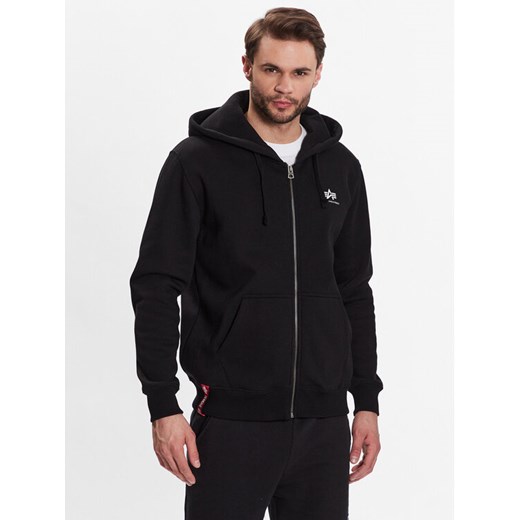 Alpha Industries Bluza Basic Zip 118342 Czarny Regular Fit ze sklepu MODIVO w kategorii Bluzy męskie - zdjęcie 182723207