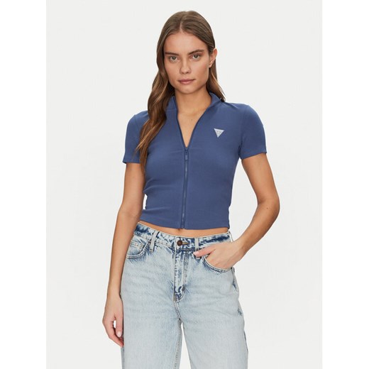 Guess Bluzka V5GP25 KCRS2 Niebieski Slim Fit ze sklepu MODIVO w kategorii Bluzki damskie - zdjęcie 182723219