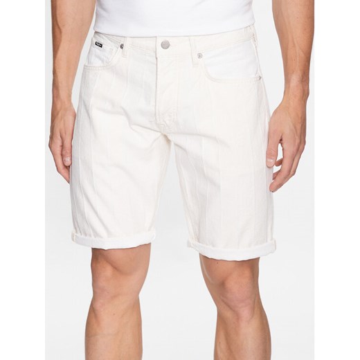 Pepe Jeans Szorty jeansowe Callen Short Stripe PM801013 Biały Relaxed Fit ze sklepu MODIVO w kategorii Spodenki męskie - zdjęcie 182723317