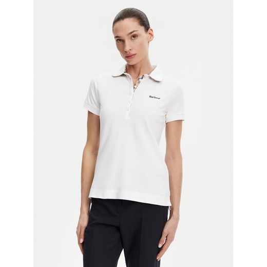 Barbour Polo LML0634WH33 Biały Regular Fit ze sklepu MODIVO w kategorii Bluzki damskie - zdjęcie 182723477