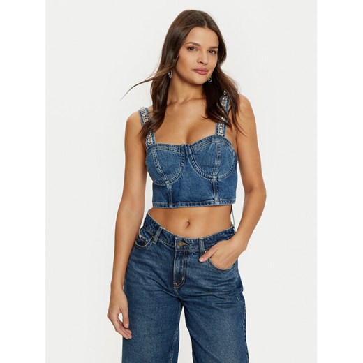 Guess Top W5RH03 D5ACC Granatowy Slim Fit ze sklepu MODIVO w kategorii Bluzki damskie - zdjęcie 182723646