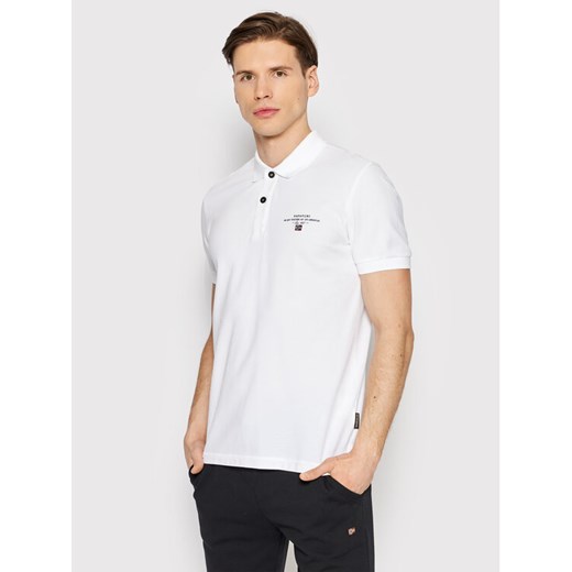 Napapijri Polo Elbas NP0A4GDL Biały Regular Fit ze sklepu MODIVO w kategorii T-shirty męskie - zdjęcie 182723766