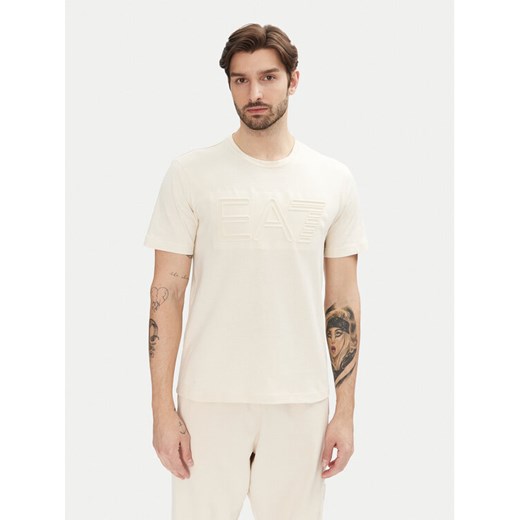 EA7 Emporio Armani T-Shirt 7M000149 AF14772 U1079 Écru Regular Fit ze sklepu MODIVO w kategorii T-shirty męskie - zdjęcie 182724228