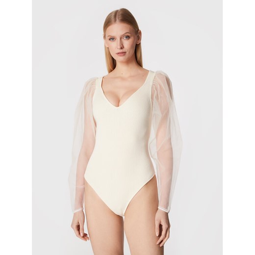 TWINSET Body 222TT3105 Écru Slim Fit ze sklepu MODIVO w kategorii Bluzki damskie - zdjęcie 182724307