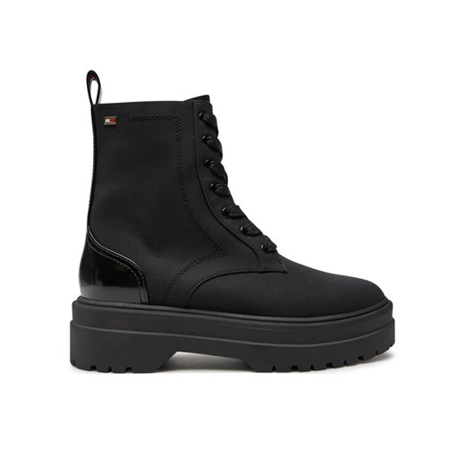 Tommy Hilfiger Trapery Flag Ventile Lace Up Boot FW0FW08287 Czarny ze sklepu MODIVO w kategorii Botki - zdjęcie 182724607