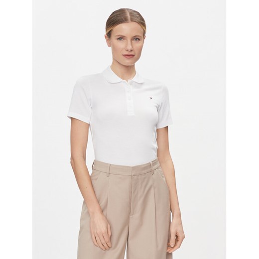 Tommy Hilfiger Polo 1985 WW0WW42047 Biały Slim Fit ze sklepu MODIVO w kategorii Bluzki damskie - zdjęcie 182724617
