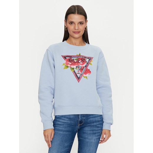 Guess Bluza W4YQ26 K9Z21 Błękitny Regular Fit ze sklepu MODIVO w kategorii Bluzy damskie - zdjęcie 182724679