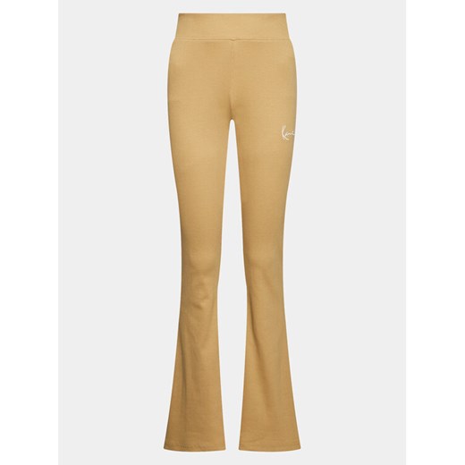 Karl Kani Spodnie dresowe Small Signature Flared Rib 6104086 Beżowy Flare Fit ze sklepu MODIVO w kategorii Spodnie damskie - zdjęcie 182724706