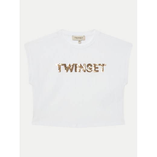 TWINSET T-Shirt 251GJ2537 Biały Regular Fit ze sklepu MODIVO w kategorii Bluzki dziewczęce - zdjęcie 182724785