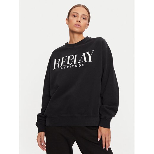 REPLAY Bluza W3106C.000.22890CS Czarny Oversize ze sklepu MODIVO w kategorii Bluzy damskie - zdjęcie 182724797