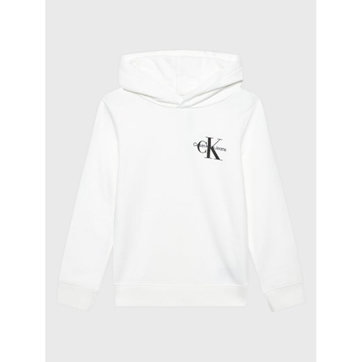 Calvin Klein Jeans Bluza Small Monogram IU0IU00266 Biały Regular Fit ze sklepu MODIVO w kategorii Bluzy chłopięce - zdjęcie 182725128