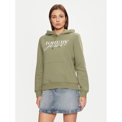 Tommy Jeans Bluza DW0DW20170 Zielony Regular Fit ze sklepu MODIVO w kategorii Bluzy damskie - zdjęcie 182725158