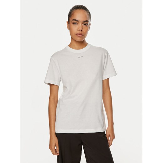 Calvin Klein T-Shirt Nano Logo K20K207519 Biały Regular Fit ze sklepu MODIVO w kategorii Bluzki damskie - zdjęcie 182725495