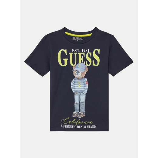 Guess T-Shirt L5RI17 K8HM4 Granatowy Regular Fit ze sklepu MODIVO w kategorii T-shirty chłopięce - zdjęcie 182725537