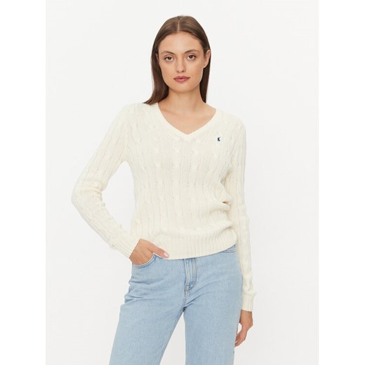 Polo Ralph Lauren Sweter 211891641009 Écru Regular Fit ze sklepu MODIVO w kategorii Swetry damskie - zdjęcie 182725948