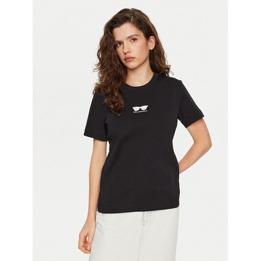 KARL LAGERFELD T-Shirt A1W17021 Czarny Regular Fit ze sklepu MODIVO w kategorii Bluzki damskie - zdjęcie 182725969
