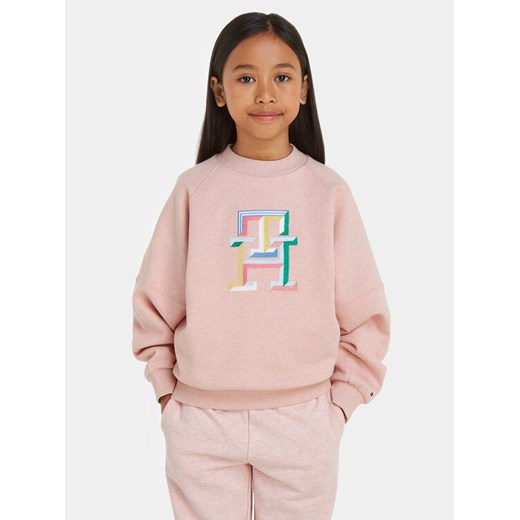 Tommy Hilfiger Bluza Monogram KG0KG07885 Różowy Regular Fit ze sklepu MODIVO w kategorii Bluzy dziewczęce - zdjęcie 182726329