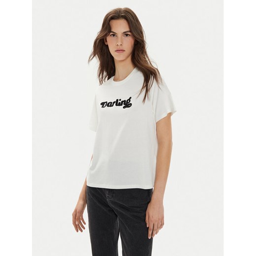 JDY T-Shirt Felisa 15300408 Écru Regular Fit ze sklepu MODIVO w kategorii Bluzki damskie - zdjęcie 182726519