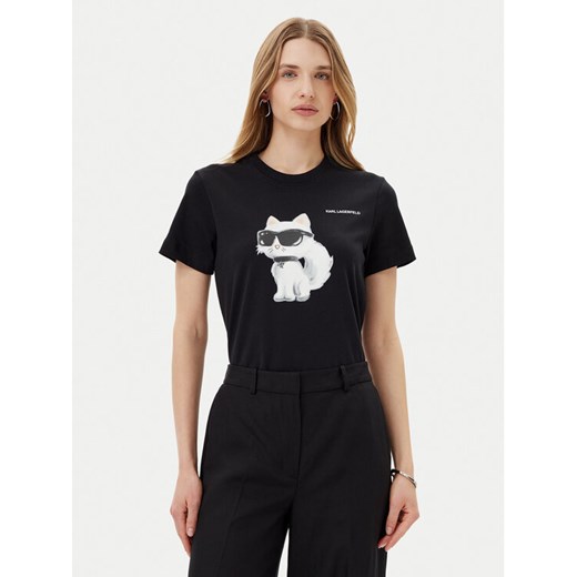 KARL LAGERFELD T-Shirt A2W17119 Czarny Regular Fit ze sklepu MODIVO w kategorii Bluzki damskie - zdjęcie 182726766