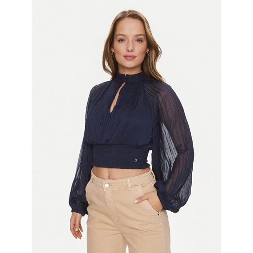 Guess Bluzka Bianca W4RH69 WDW52 Granatowy Regular Fit ze sklepu MODIVO w kategorii Bluzki damskie - zdjęcie 182727009