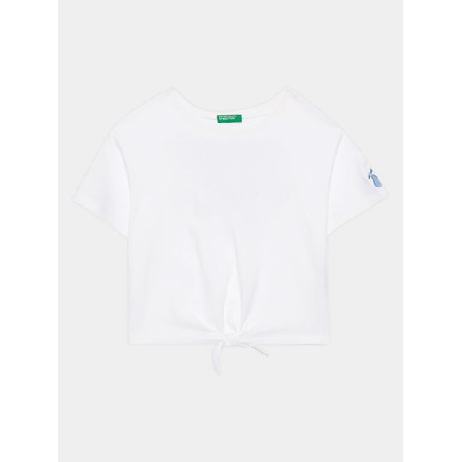 United Colors Of Benetton T-Shirt 3096C10BU Biały Regular Fit ze sklepu MODIVO w kategorii Bluzki dziewczęce - zdjęcie 182727149