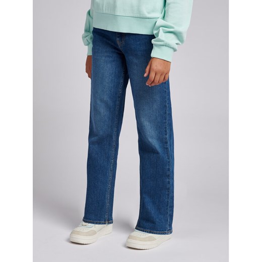 Lee Spodnie materiałowe Carol Straight LEG5001 Granatowy Regular Fit ze sklepu MODIVO w kategorii Spodnie chłopięce - zdjęcie 182727258