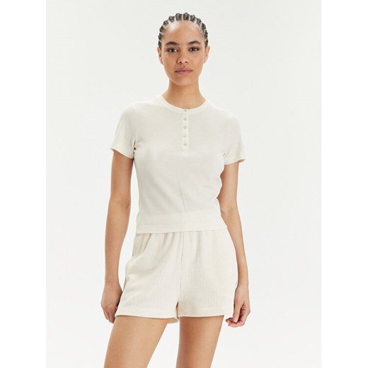 Champion T-Shirt E10013 Beżowy Regular Fit ze sklepu MODIVO w kategorii Bluzki damskie - zdjęcie 182727305