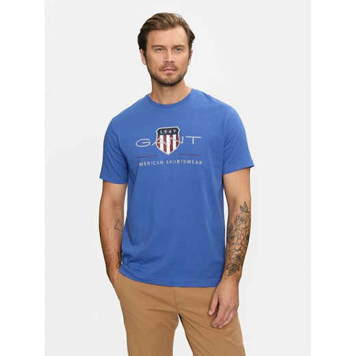 Gant T-Shirt Archive Shield 2003199 Niebieski Regular Fit ze sklepu MODIVO w kategorii T-shirty męskie - zdjęcie 182727336
