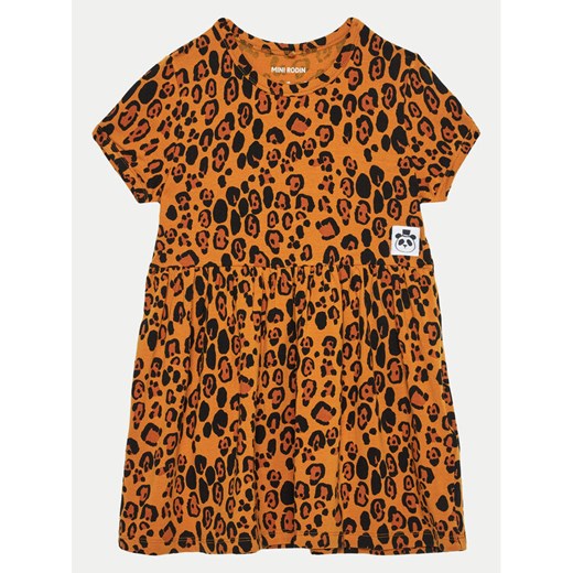Mini Rodini Sukienka codzienna Basic Leopard 1000008213 Brązowy Regular Fit ze sklepu MODIVO w kategorii Sukienki dziewczęce - zdjęcie 182727405