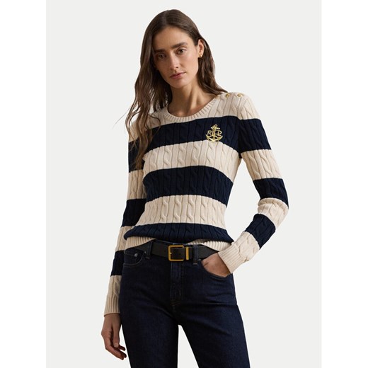 LAUREN RALPH LAUREN Sweter 200957480002 Écru Slim Fit ze sklepu MODIVO w kategorii Swetry damskie - zdjęcie 182727538