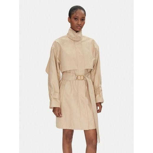 TWINSET Trencz 251TP2661 Beżowy Loose Fit ze sklepu MODIVO w kategorii Płaszcze damskie - zdjęcie 182727569