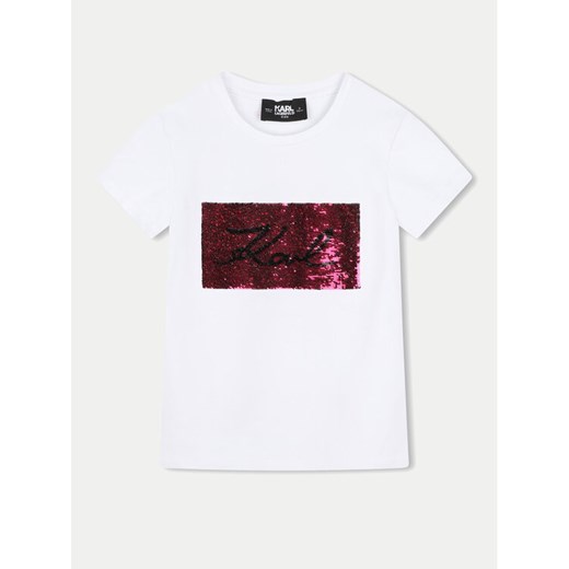 Karl Lagerfeld Kids T-Shirt Z30210 S Biały Regular Fit ze sklepu MODIVO w kategorii T-shirty chłopięce - zdjęcie 182727636