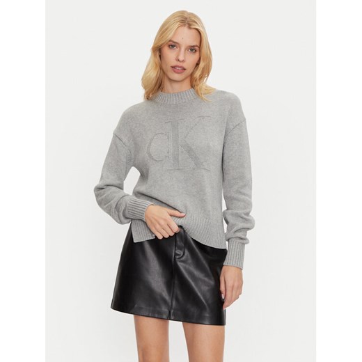 Calvin Klein Jeans Sweter Intrasia J20J224224 Szary Regular Fit XL MODIVO