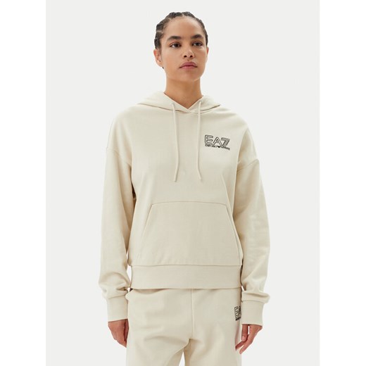 EA7 Emporio Armani Bluza 7W000101 AF12473 U1079 Beżowy Loose Fit ze sklepu MODIVO w kategorii Bluzy damskie - zdjęcie 182727706